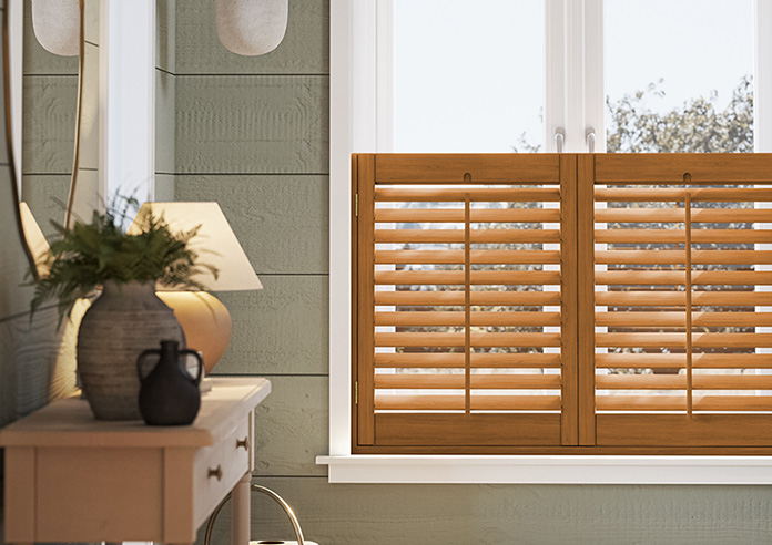 Kensington, Teak - Cafe Style Plantation Shutter - Image 5